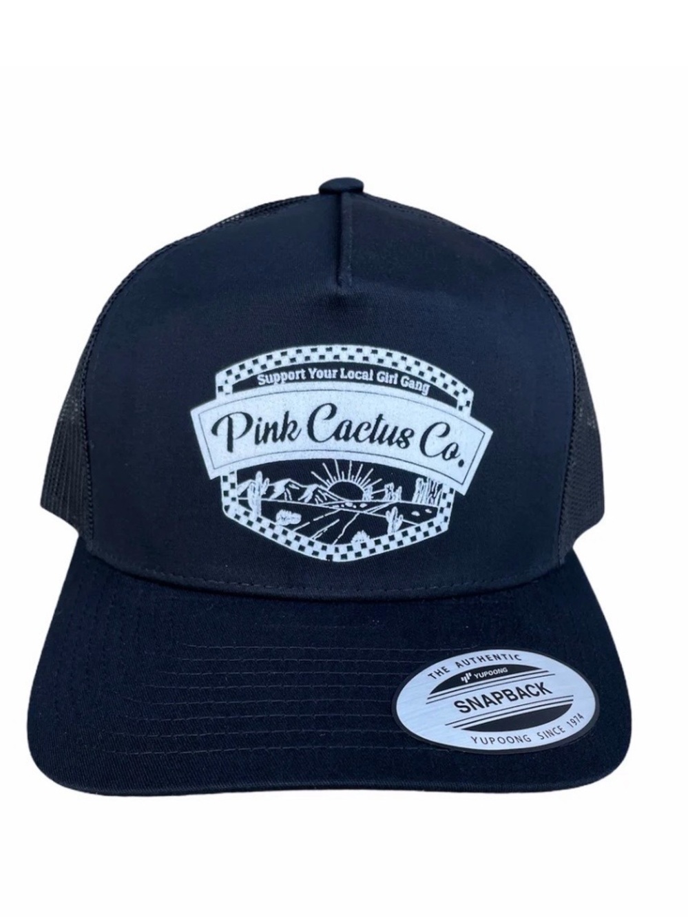 Pink Cactus Co Black Trucker SnapBack Hat Adjustable